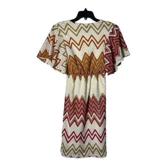 1821. JUDITH MARCH CUTOUT LACE MINI DRESS BOHO THEMED CHEVRON MATERIAL‎ SIZE SM - Picture 7 of 9